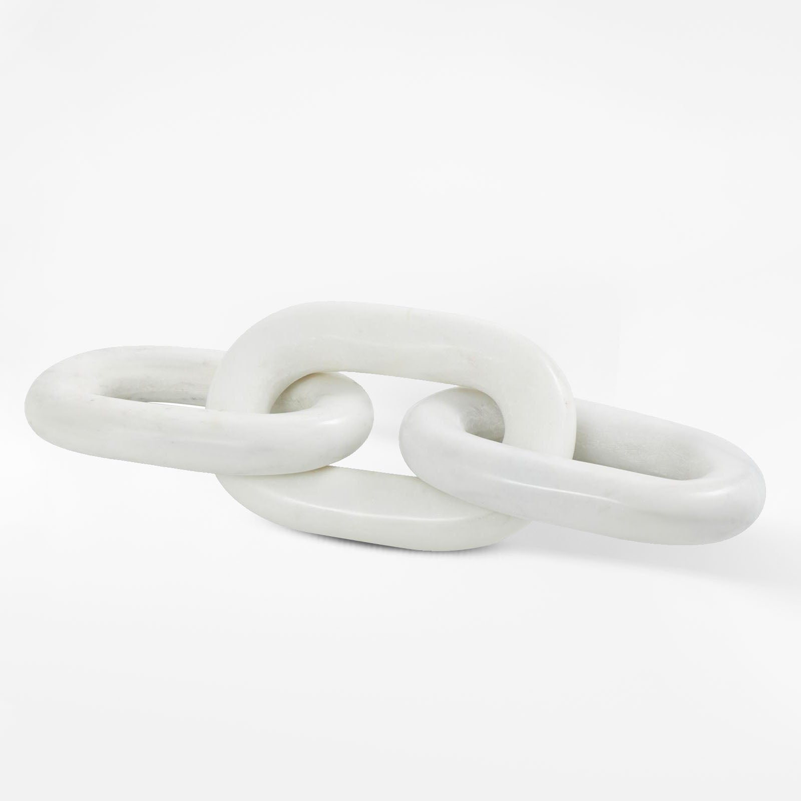 White Marble Chain Geometric 3 Link Sculpture