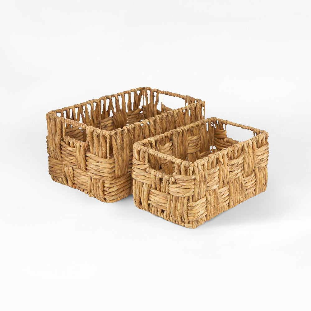 Brown Jute Handmade Storage Basket With Handles, Set